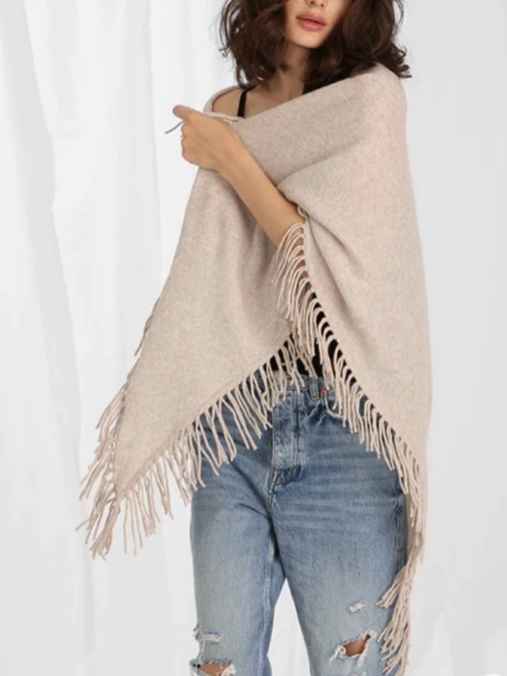 Minnie Rose Cashmere Fringe Shawl
